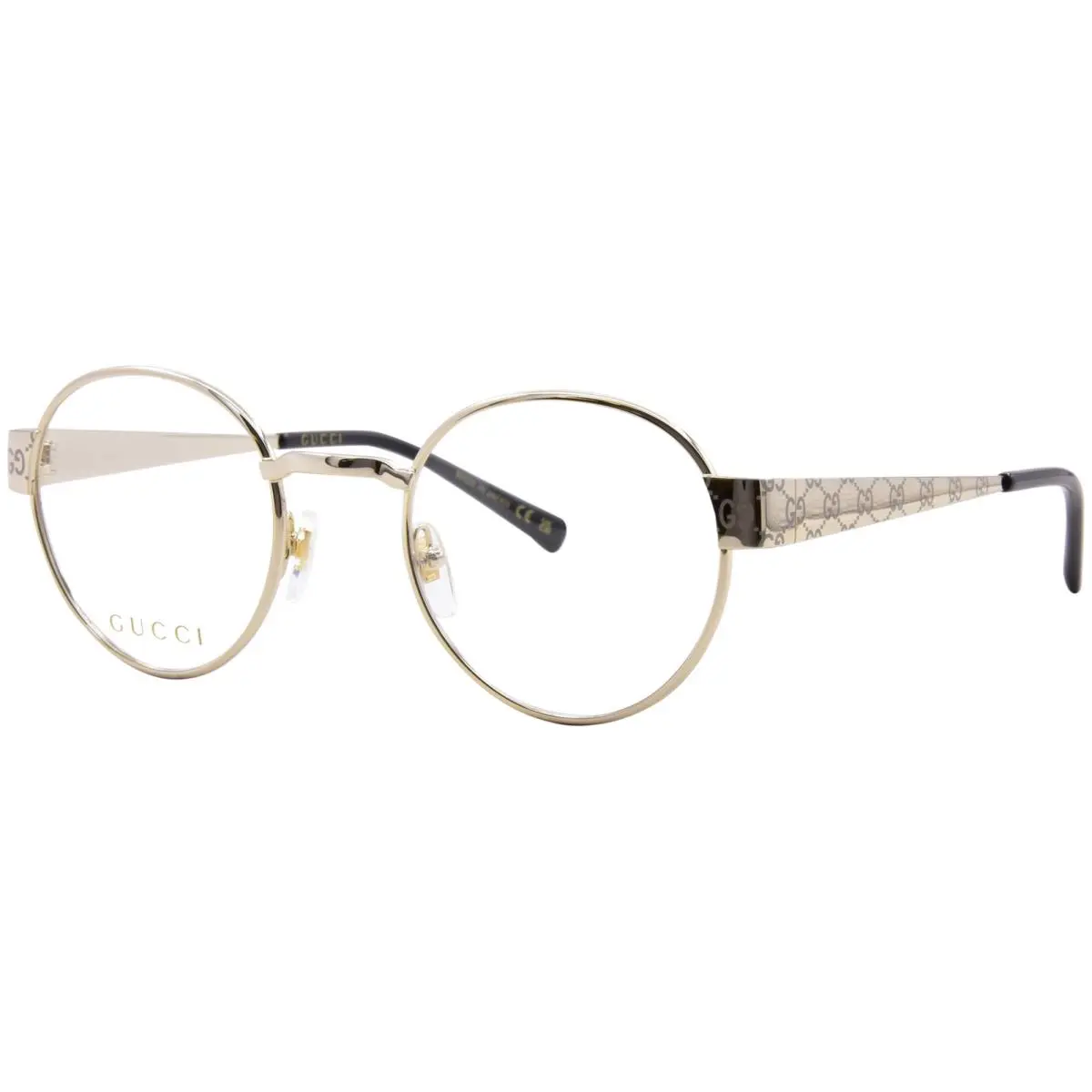 Gucci GG1855O 001 Eyeglasses Frame Men`s Gold Full Rim Round Shape 48mm