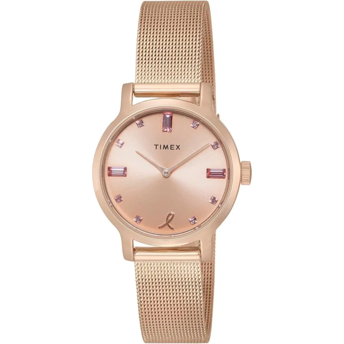 Timex x Breast Cancer Research Foundation Rose Gold Pink Watch Women`s Crystals - Dial: Pink, Band: Rose Gold, Bezel: Rose Gold