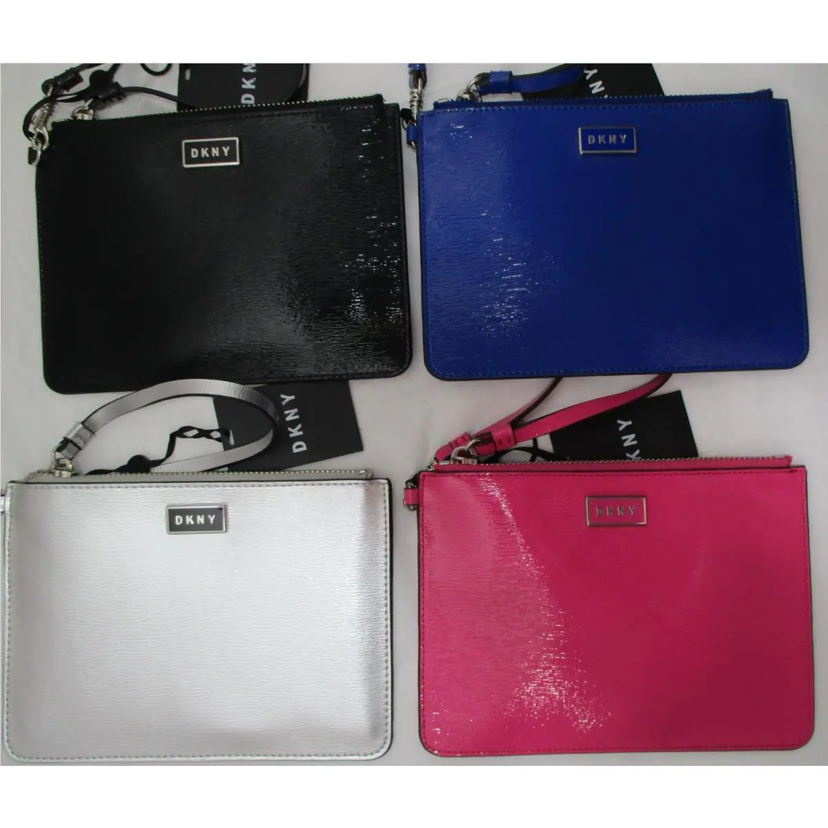 Wholesale Designer Lot 4 Designer Dkny Wristlets Wallets Leather Zip Large