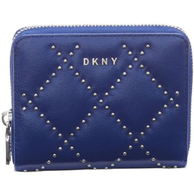Wholesale Lot 3 Designer Dkny Wallet Zip Around Blue Leather Silver Studs