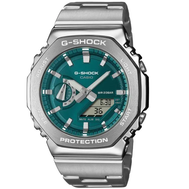 G-shock 2100 Series Green Dial Stainless Steel Watch GM2110D-3A1 by Casio
