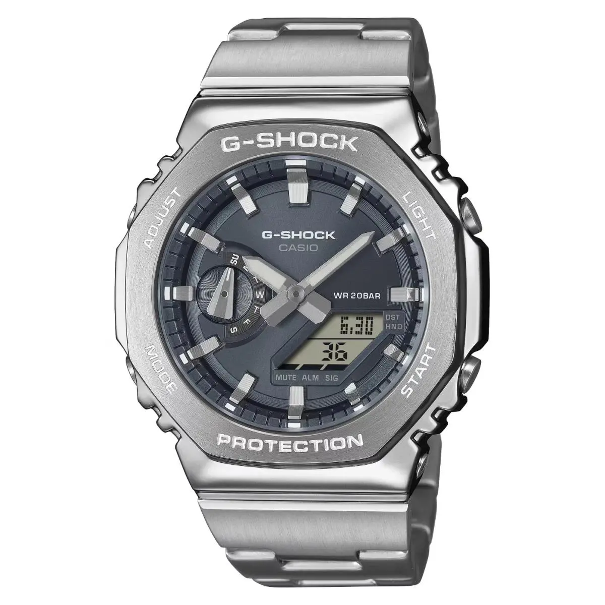 Casio G-shock 2100 Series Gray Dial Stainless Steel Watch GM2110D-8A