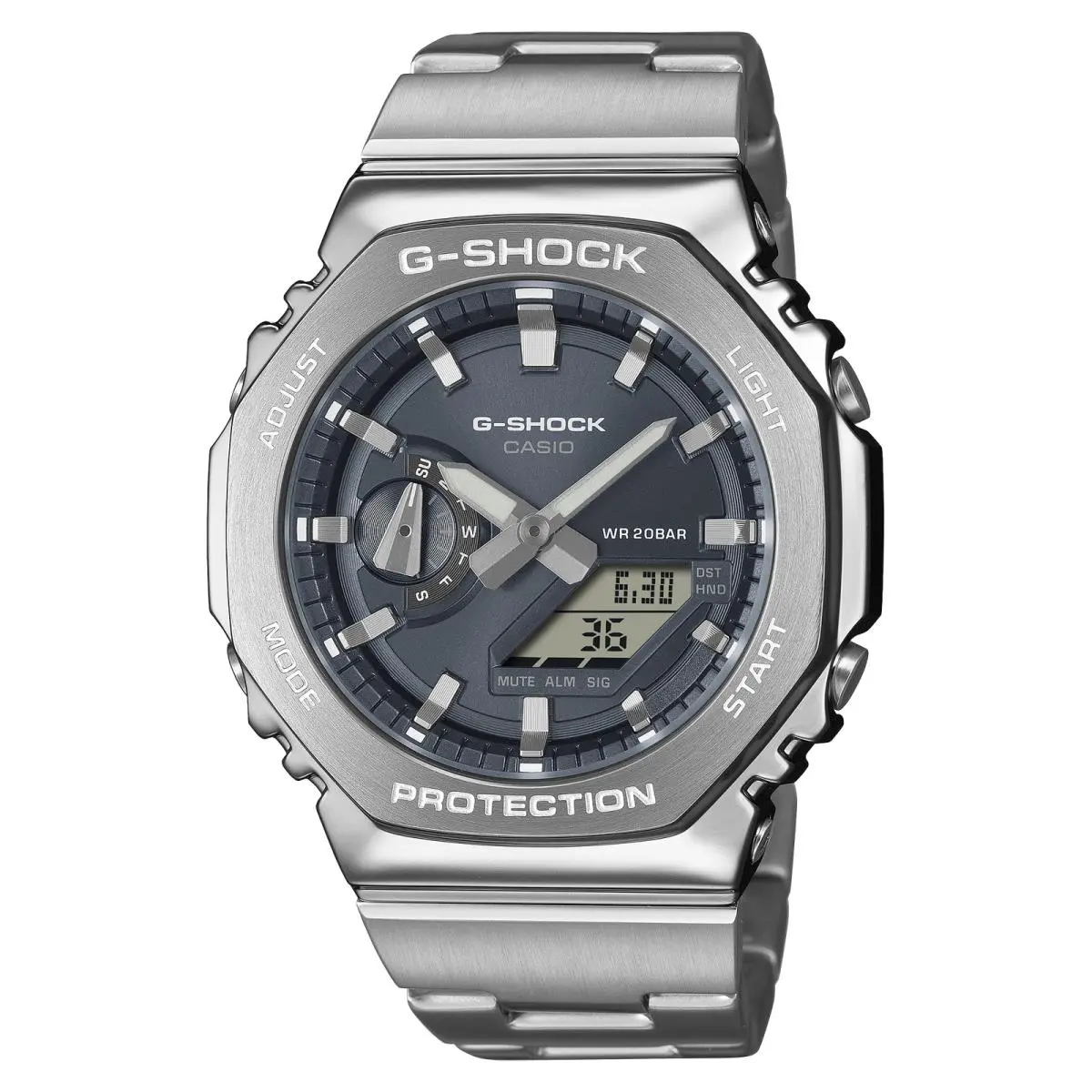 Casio G-shock GM2100D-8A Stainless G-steel Gray Digital Analog 2100 Series Watch