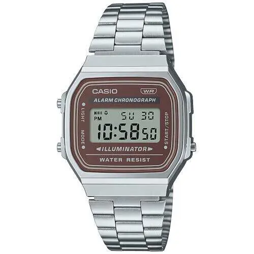 Casio Vintage Iconic A168WA-5A Silver Digital Stopwatch Alarm WR