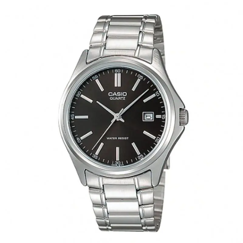 Casio Women`s Silver Bracelet Enticer Black Dial Analog Watch LTP-1183A-1ADF