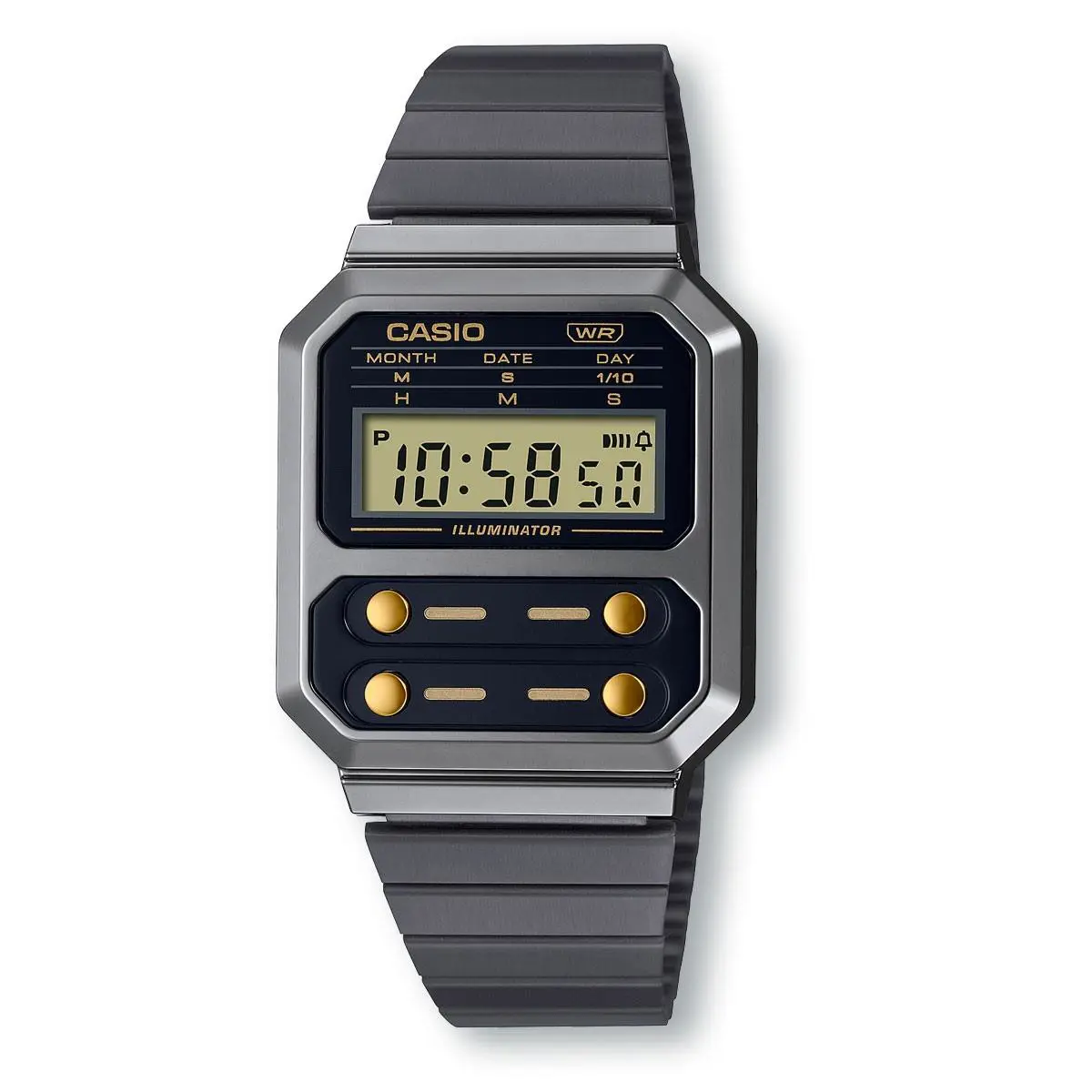 Casio A100WEGG-1A2 Unisex Wrist Watch - Retro-inspired Gold Black Dial