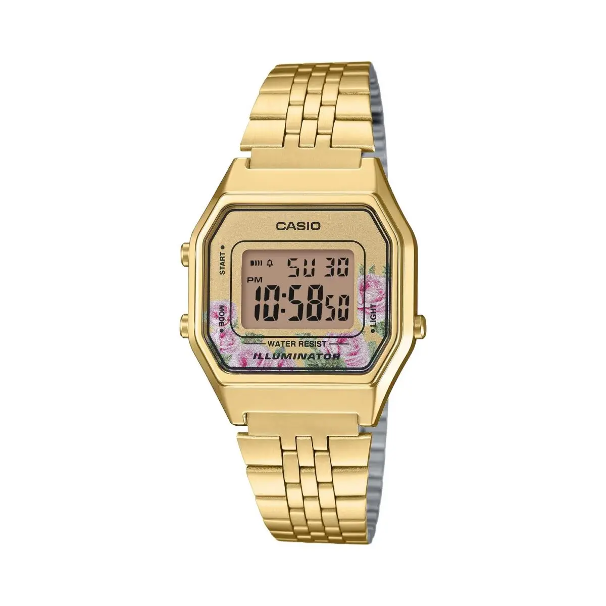 Women’s Digital Gold Watch with Floral Accent - LA-680WGA-4CDF by Casio