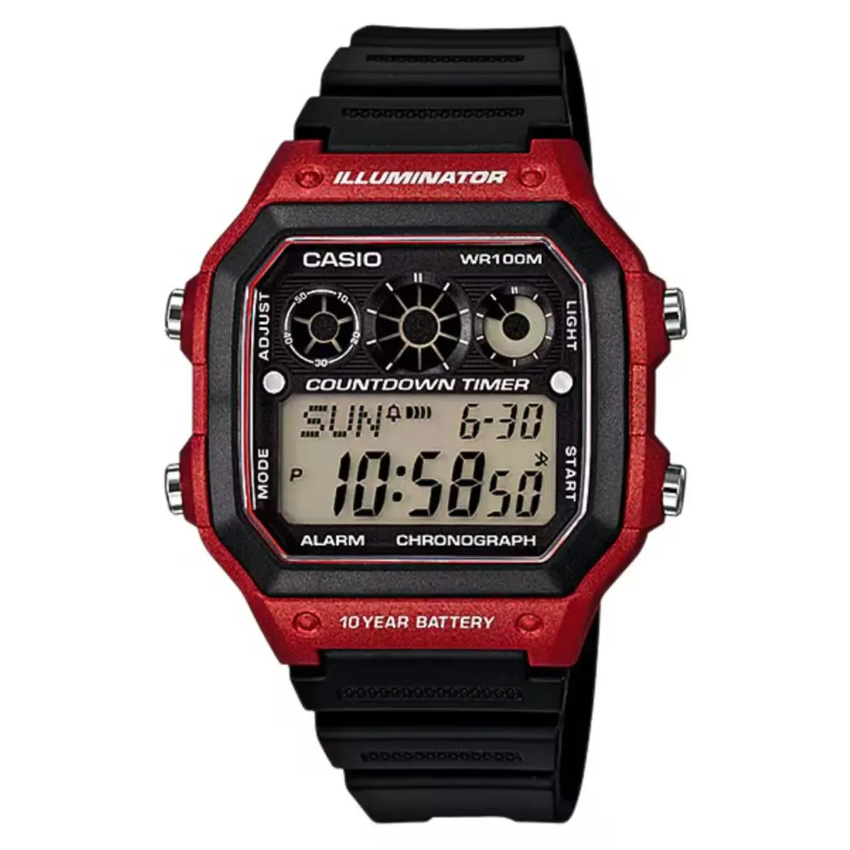 Casio Men s Black and Red Digital Watch - AE-1300WH-4AVDF - Black