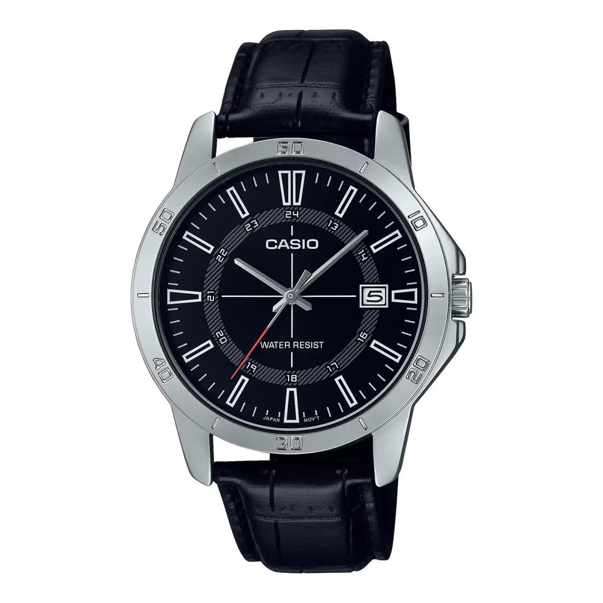 Casio Men’s Black Leather Watch with Black Dial - MTP-V004L-1CUDF