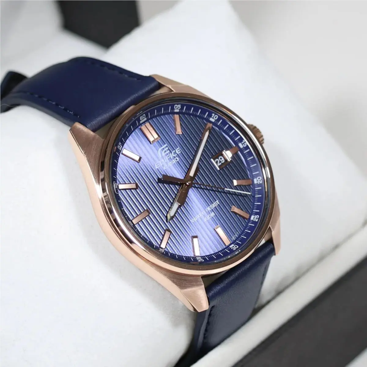 Casio Edifice Rose Gold Tone Men`s Sports Blue Dial Watch EFV-150CL-2AVUEF