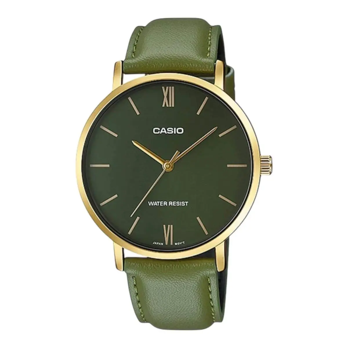 Casio Men`s Analog Leather Watch MTPVT01GL-3B