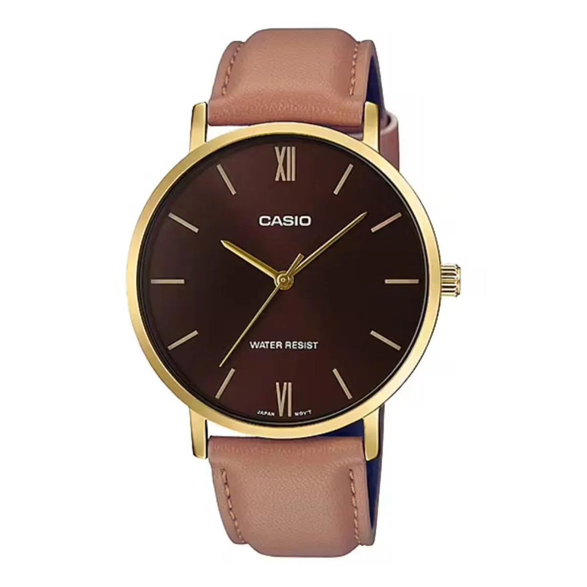Men’s Brown Leather Watch with Brown Dial - MTP-VT01GL-5BUDF by Casio