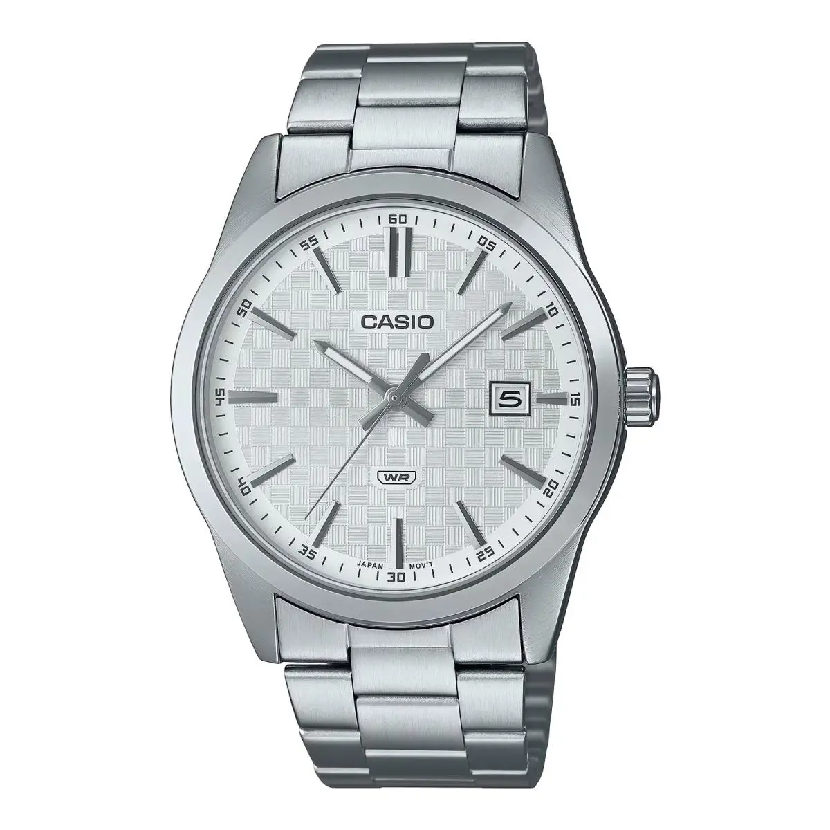 Men’s Silver Stainless Steel Watch with Textured Silver Dial by Casio
