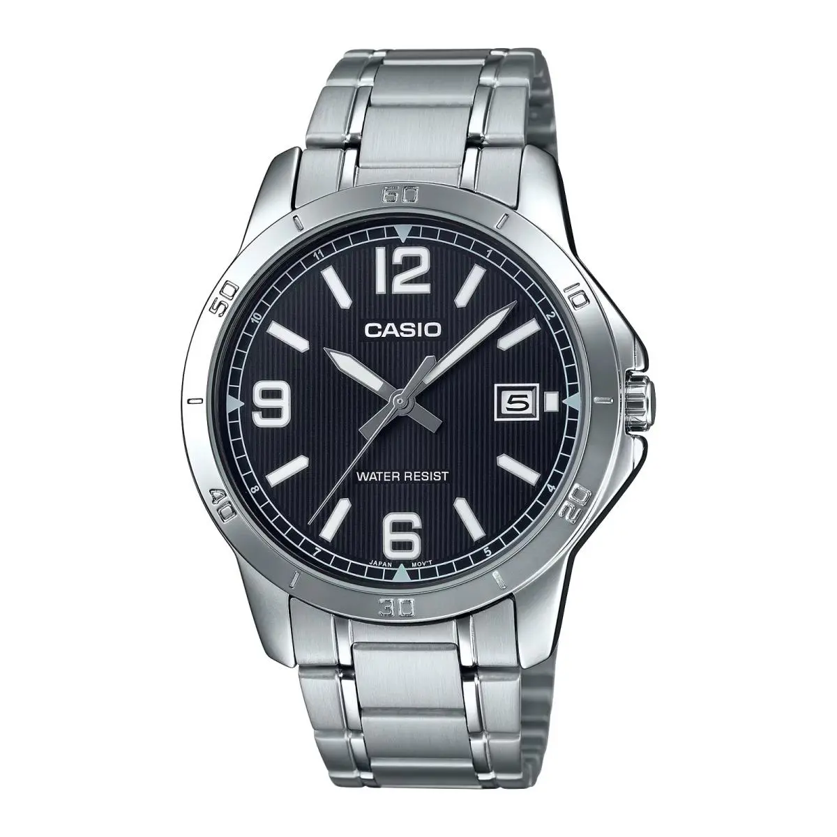 Men’s Silver Stainless Steel Watch with Black Dial - MTP-V004D-1B2UDF by Casio