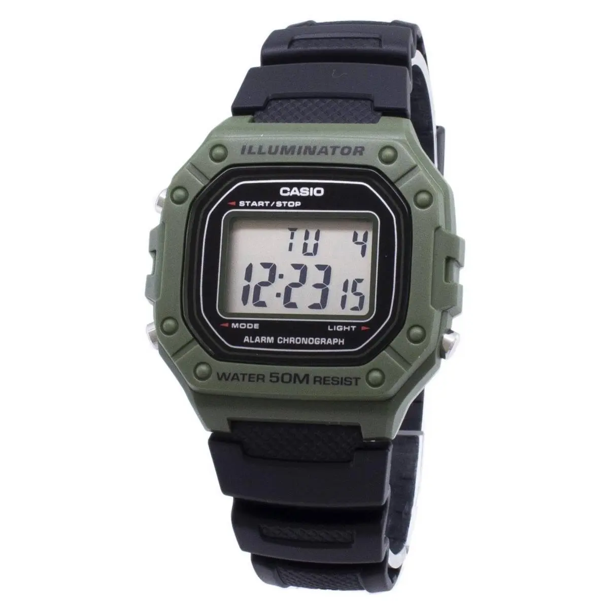 Illuminator Digital Alarm Chronograph W-218H-3AV 50M Men`s Watch by Casio