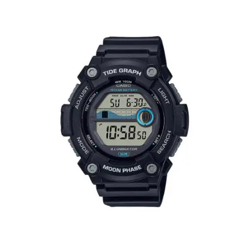 Casio Gray Dial Black Resin Quartz Men`s Round Digital Watch WS-1300H-1AVDF - Black, Dial: Gray, Band: Black