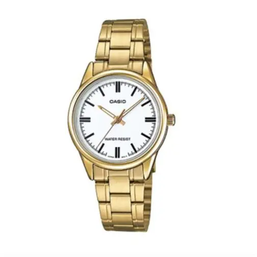 Casio Women`s Analog Gold Tone White Dial Stainless Steel Watch LTP-V005G-7AUDF