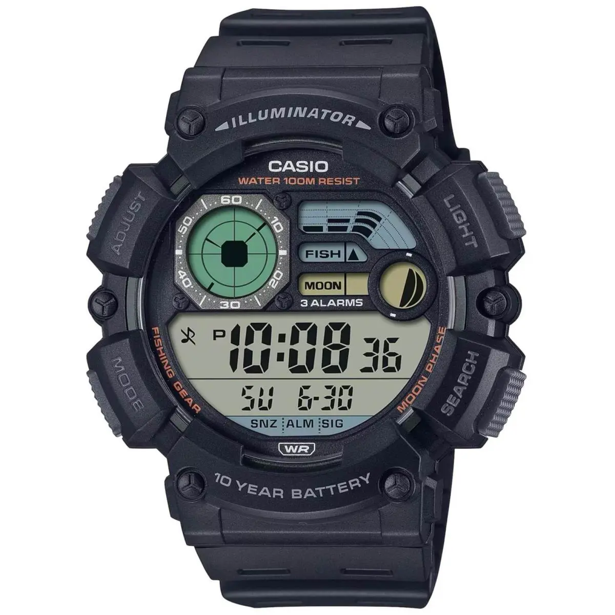 Casio Men`s Watch Dual Time Grey and Black Digital Dial Resin Strap WS-1500H-1AV - Dial: Grey, Black, Band: Black
