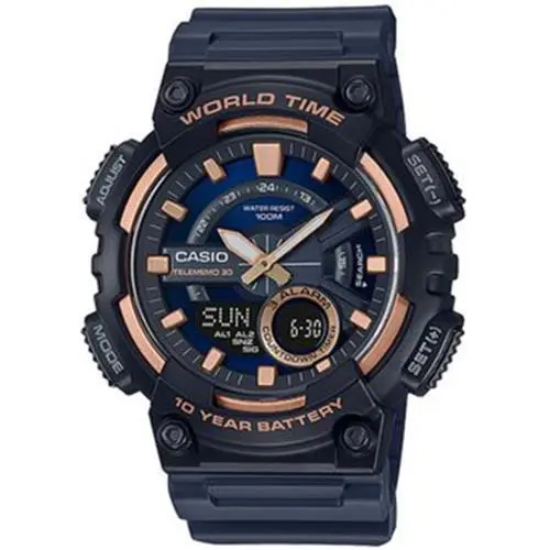 Casio Men`s Sports Quartz Resin Strap Black Blue Watch AEQ-110W-2A3VCF