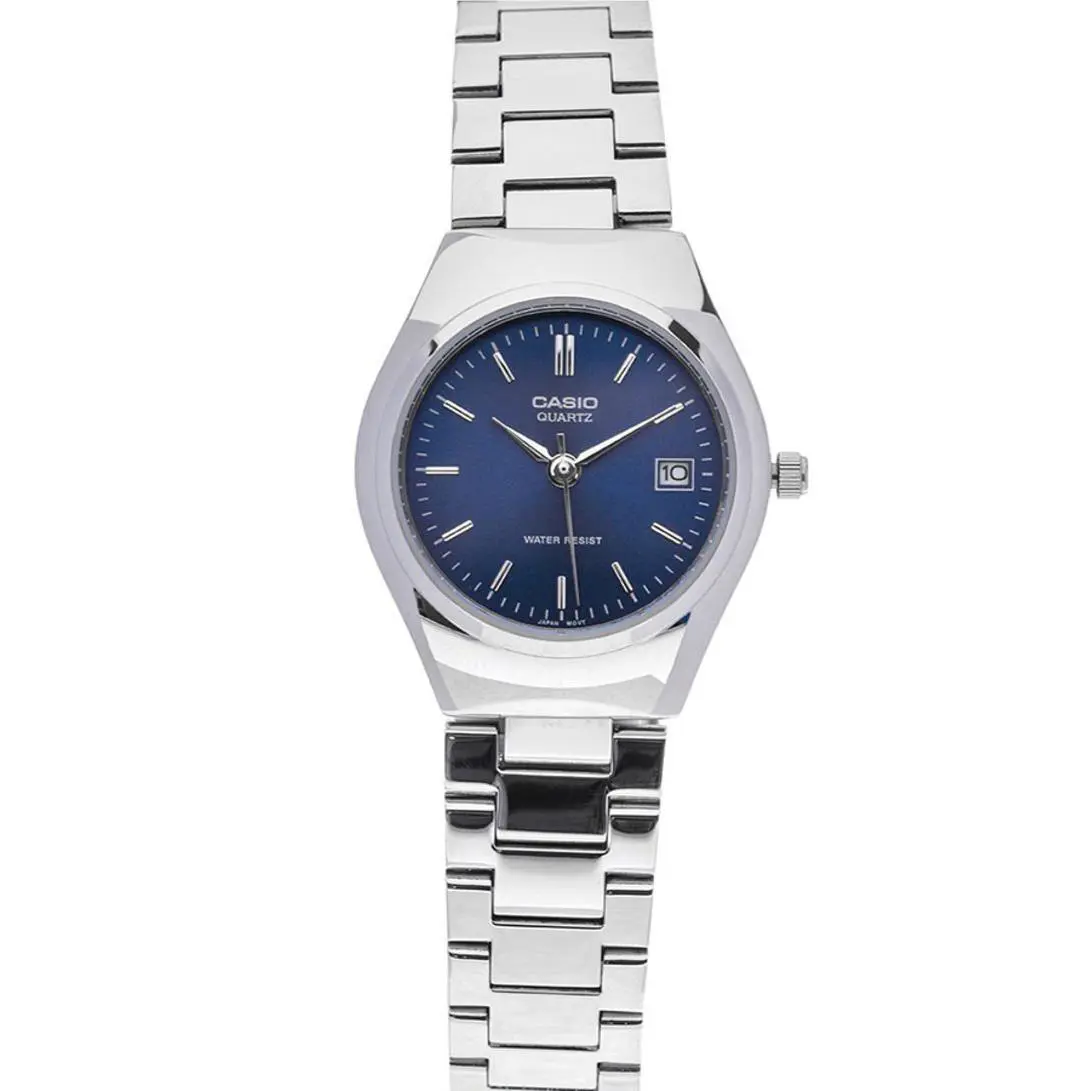 Casio Enticer Women`s Blue Dial Silver Tone Analog Wrist Watch LTP-1170A-2ARDF
