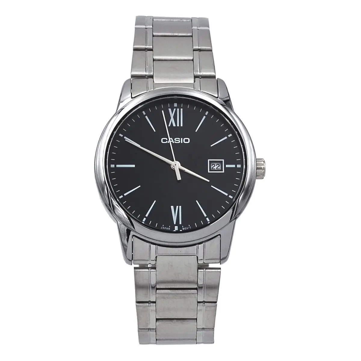 Casio MTP-V002D-1B3 Men`s Standard Stainless Steel Date Roman Black Dial Watch