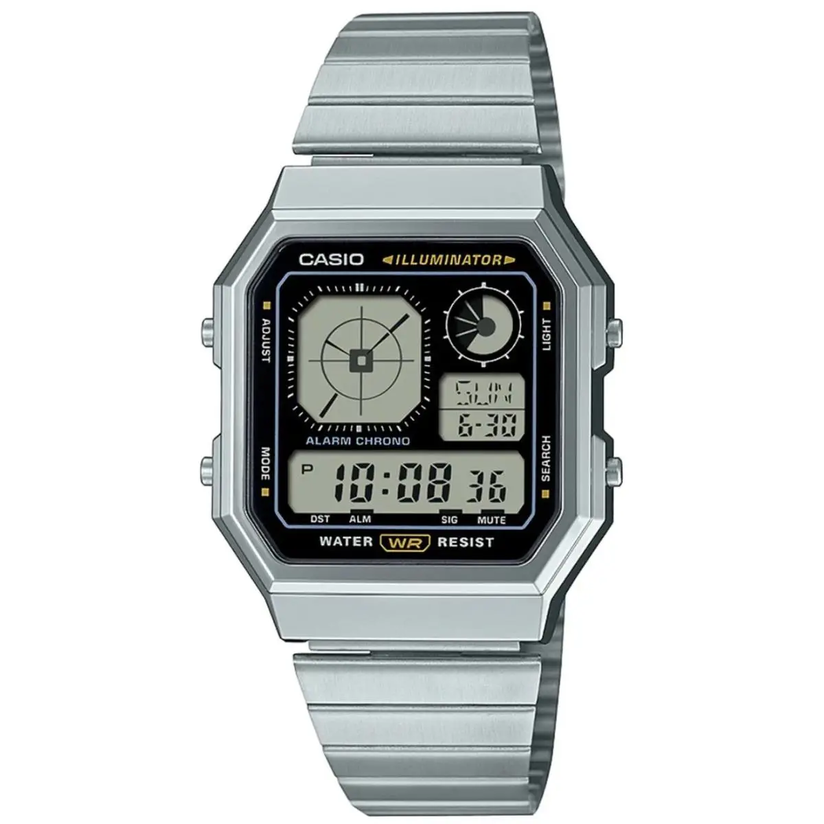 Casio A130WE-1A Analog Display Twin Graph Digital Watch Silver