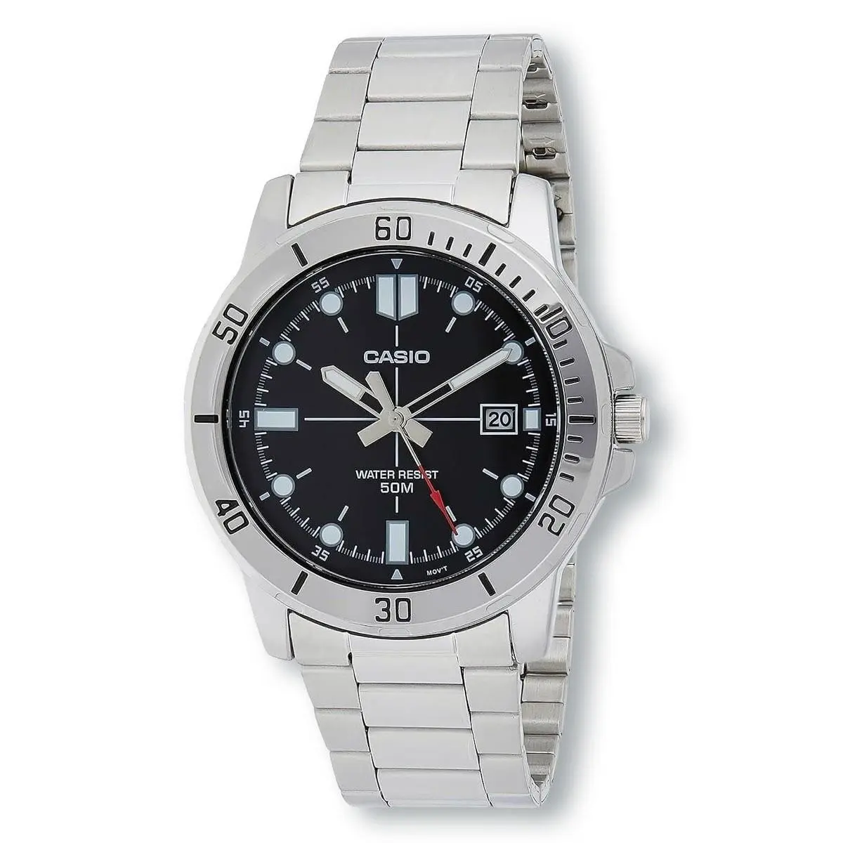 MTPVD01D-1E Stainless Steel Black Dial Analog Sporty Watch by Casio