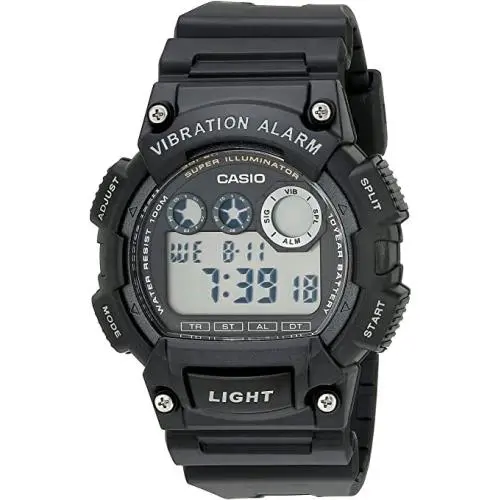 Casio W-735H-1BVCF Men`s Black Vibration Alarm Super Illuminator Resin Watch