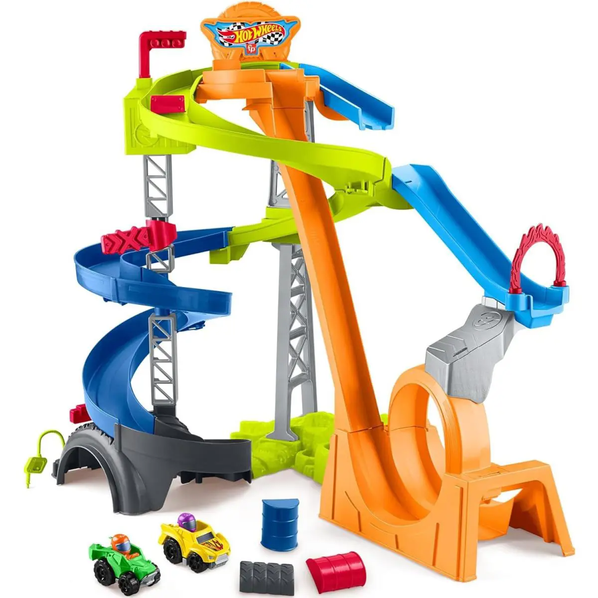 Fisher Price Little People Hot Wheels Spiral Stunt Speedway Playset