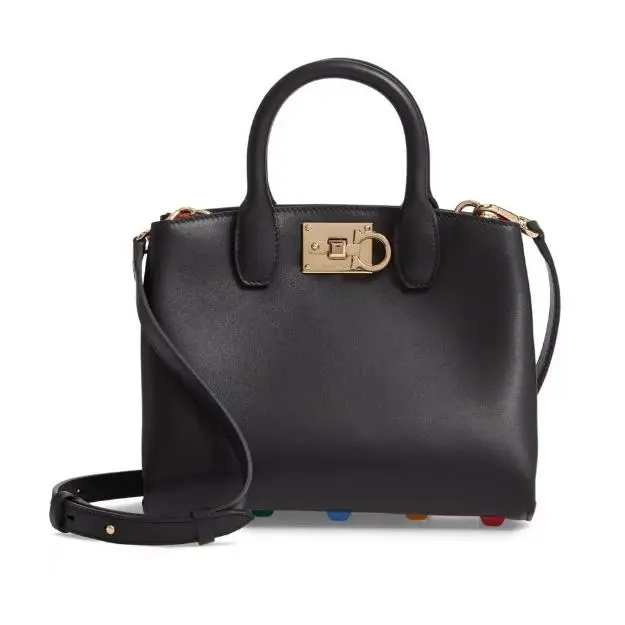 Salvatore Ferragamo X1703 The Mini Studio Black Leather Tote