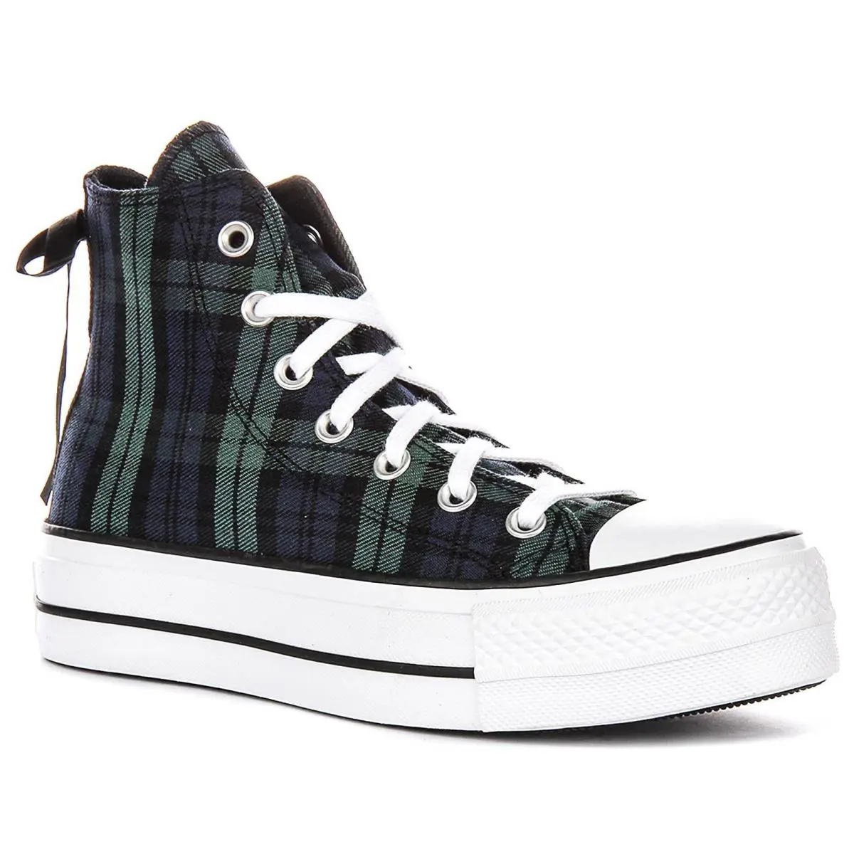 A13879C Ct Lift Platform Plaid Womens Sneakers In Navy Black US 5 - 9 by Converse