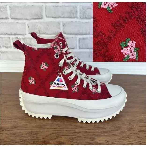 Converse Run Star Hike Hi Platform Rose Cross Stitch 6 Men Shoes Sneaker A14885C