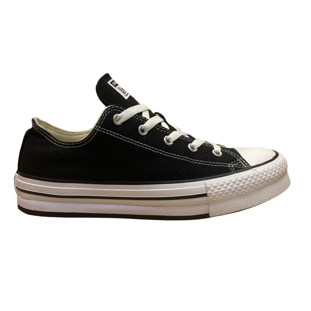 Converse Kids Black White Canvas Lace-up Low-top All Star Sneakers Size 6-New