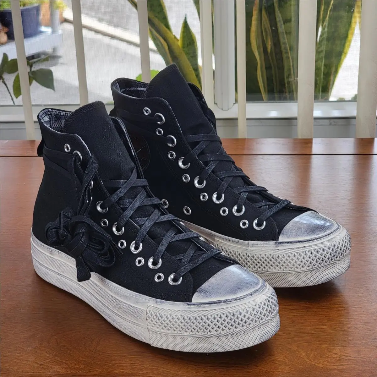 Converse Women`s Chuck Taylor All Star Lift Hi `punk` A07679C Black Size 6 - Black / Egret / Black