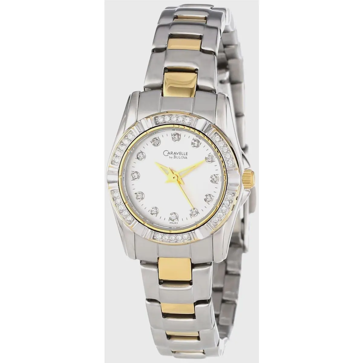 Caravelle by Bulova 45L83 Crystal Accented Gold Silver Tone Ladies Watch