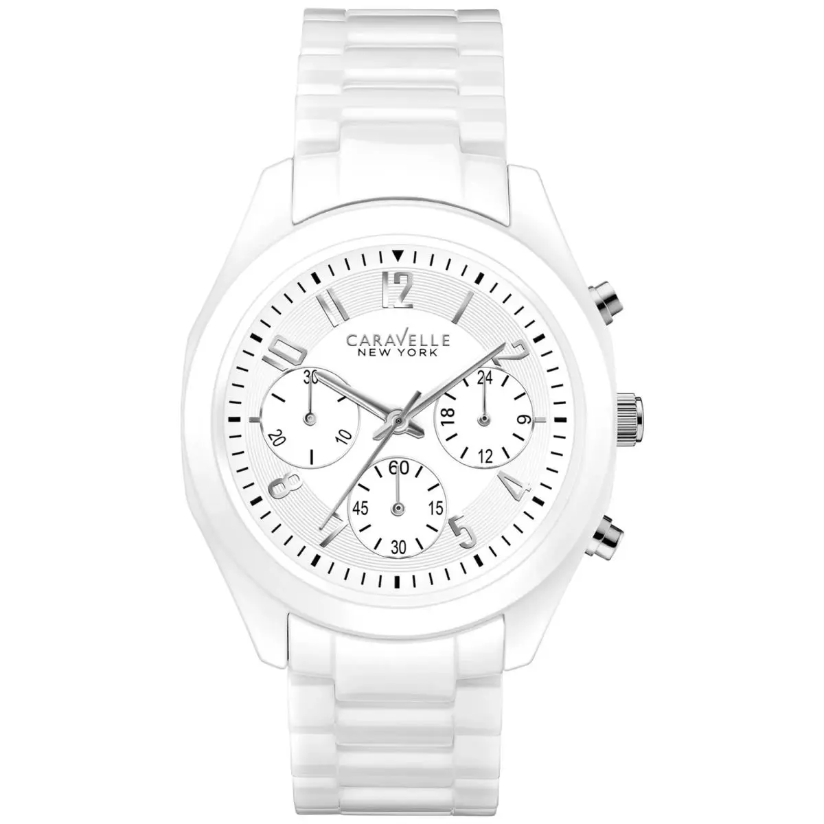York by Bulova 45L145 Chronograph White Ceramic Women`s Watch by Caravelle
