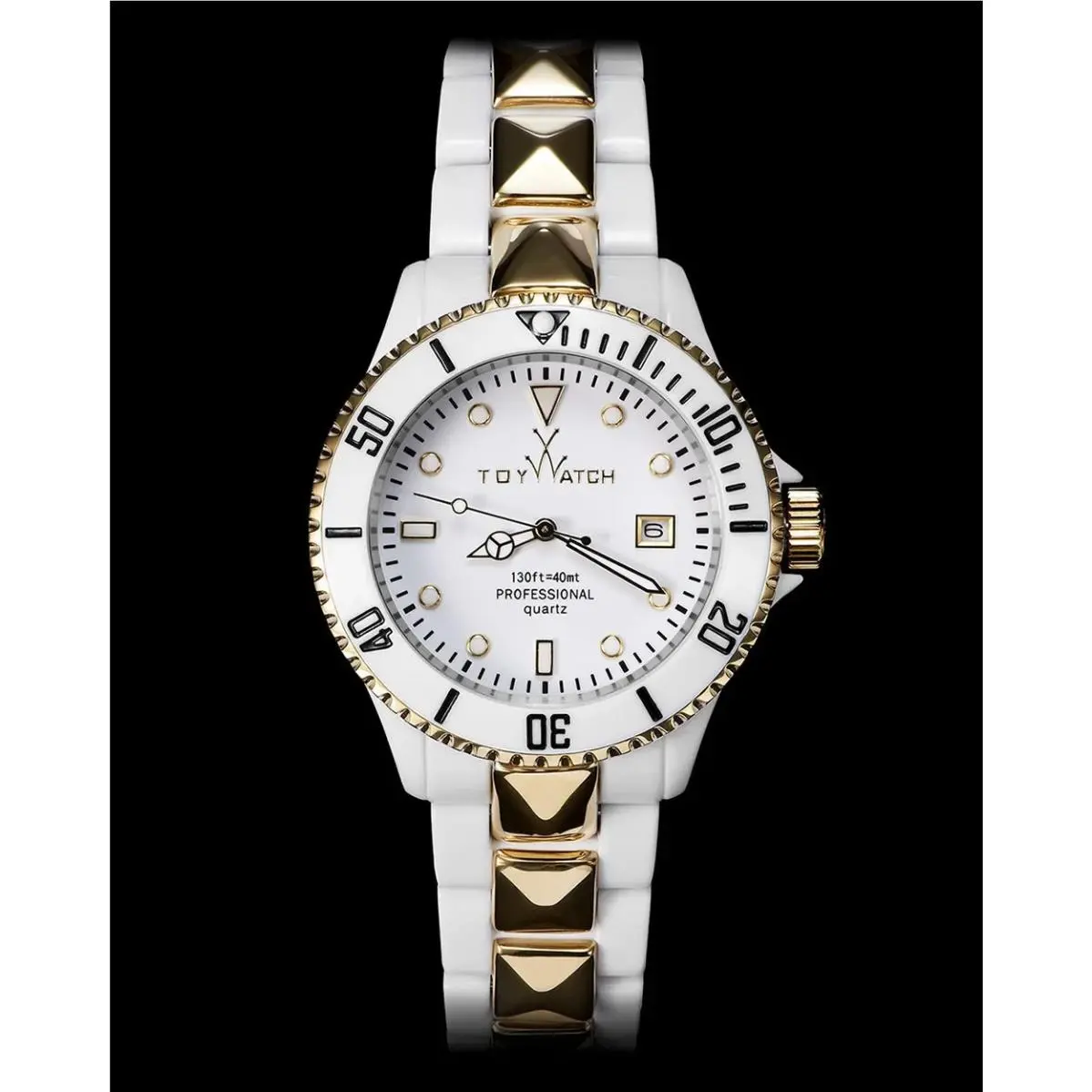 Toywatch MR Hyde White Black Gold Stud Plasteramic Mens Quartz Watch HY08WHS by ToyWatch