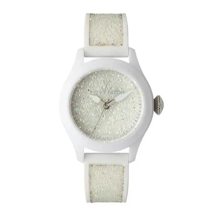 Toywatch Glitter Swarovski Crystals White Silicone Analog Womens Watch GL01WH by ToyWatch