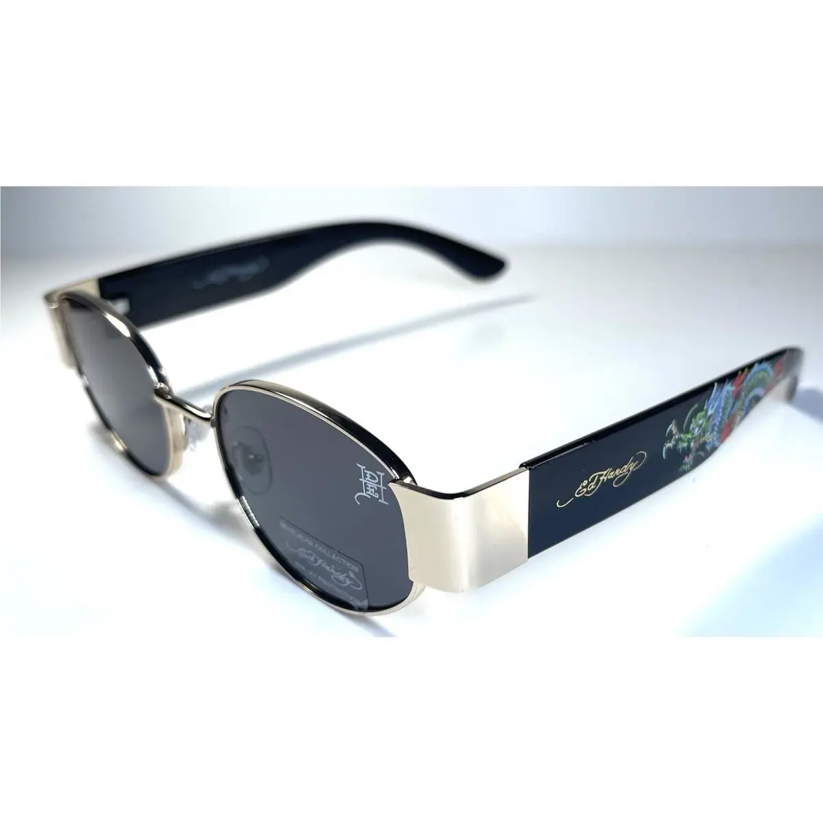 ED Hardy Black Gold Multicolor Classic Dragon Unisex Sunglasses + Case by Ed Hardy