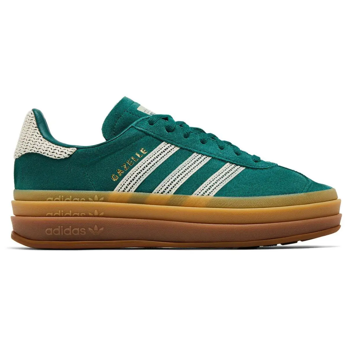 JS3358 Womens Adidas Gazelle Bold `collegiate Green White Gold` - Collegiate Green/Wonder White/Gold Metallic