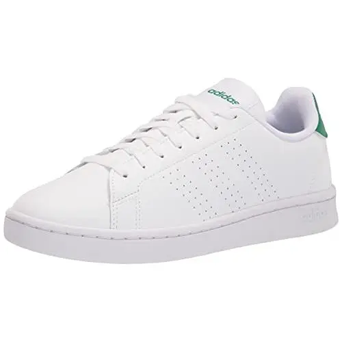 Men`s Advantage Tennis-inspired Sneaker Shoes White/White/Green by Adidas