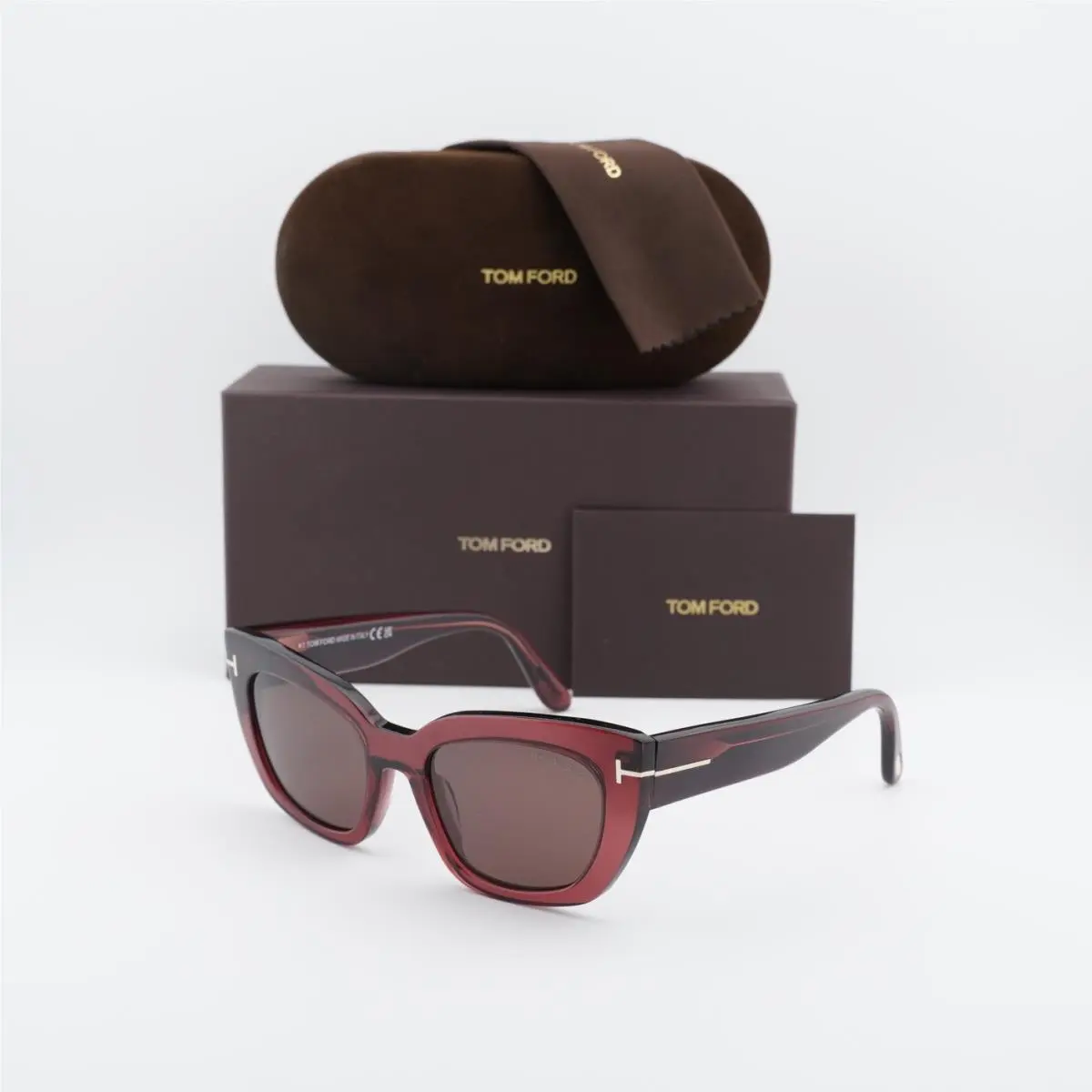 Tom Ford FT1190 69E Shiny Bordeaux/brown 53-21-145 Sunglasses