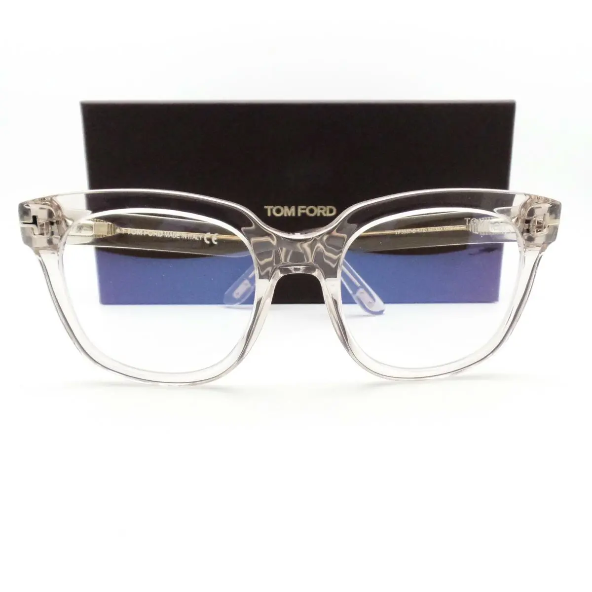 Tom Ford TF 5537 072 52m Transparent Pink Blue Block Frames