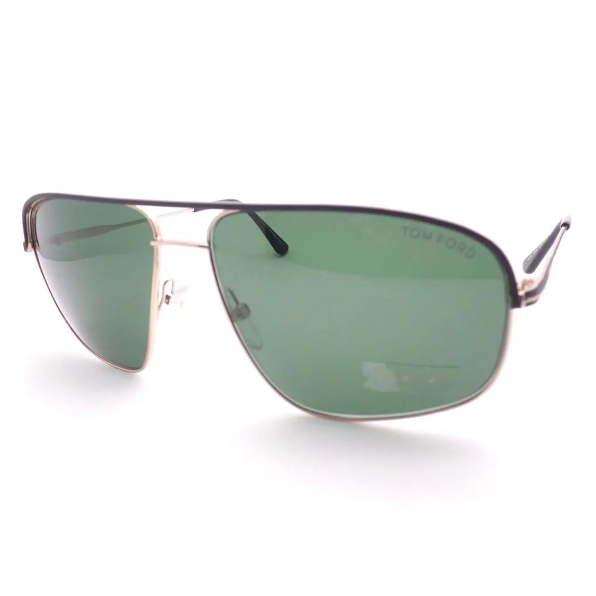 Tom Ford TF 467 Justin 02N Matte Black Gold Green Sunglasses