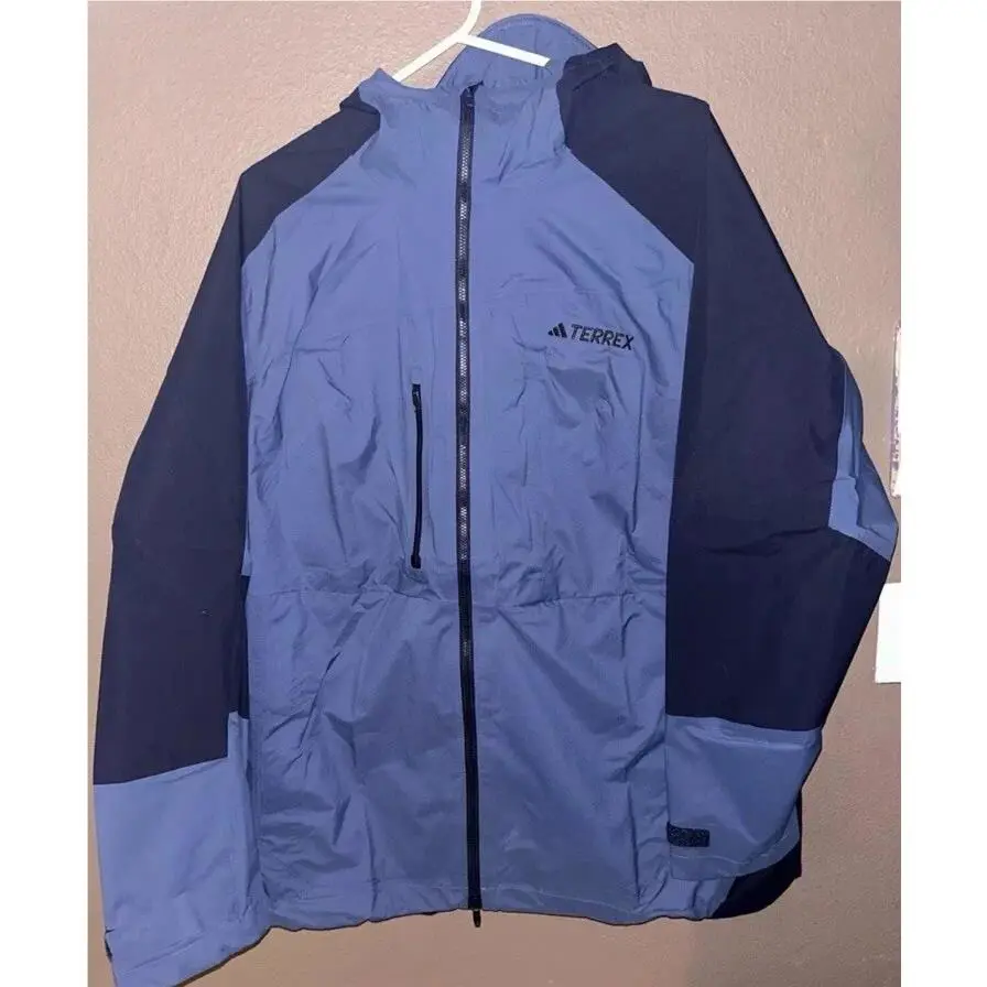 Adidas Xploric Rain.rdy Hiking Jacket Blue Black HN2945 Womens Size Plus 1X