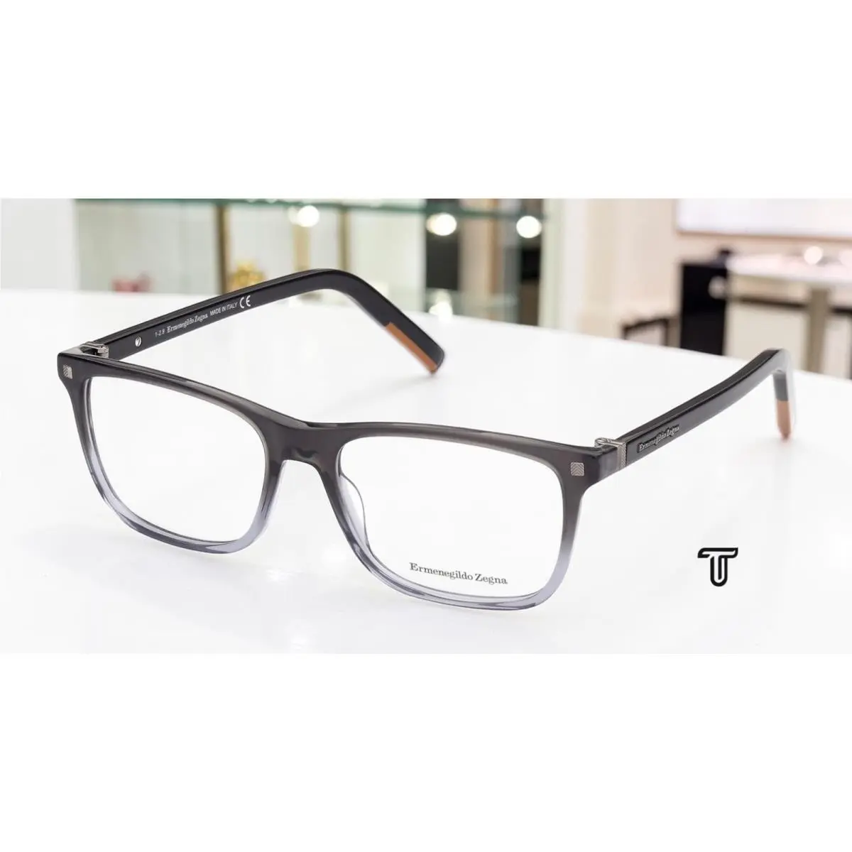 Ermenegildo Zegna EZ5187 005 Black Clear Lens Plastic 56 mm Men`s Eyeglasses