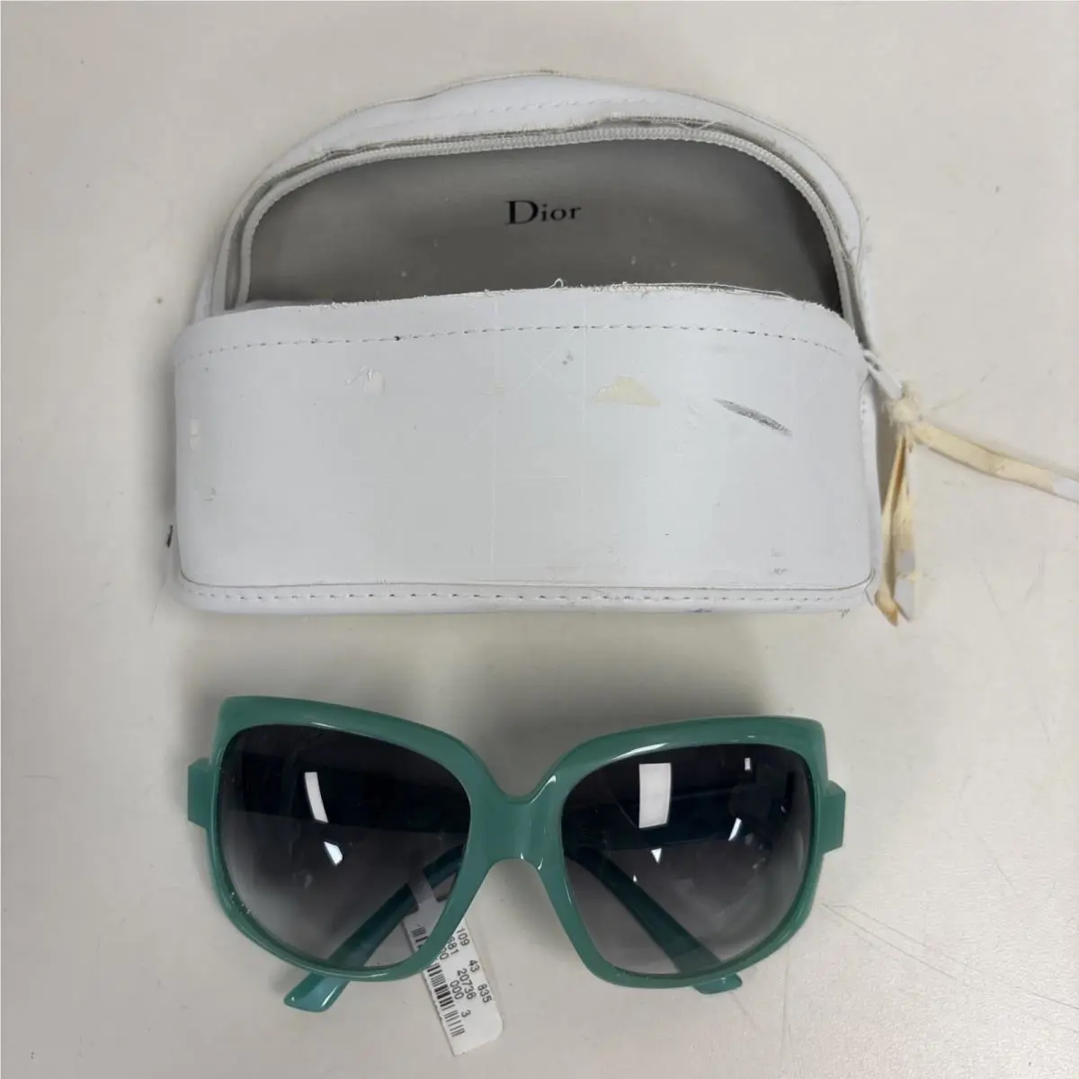 Christian Dior Square Sunglasses in a Light Teal Acetate Frame