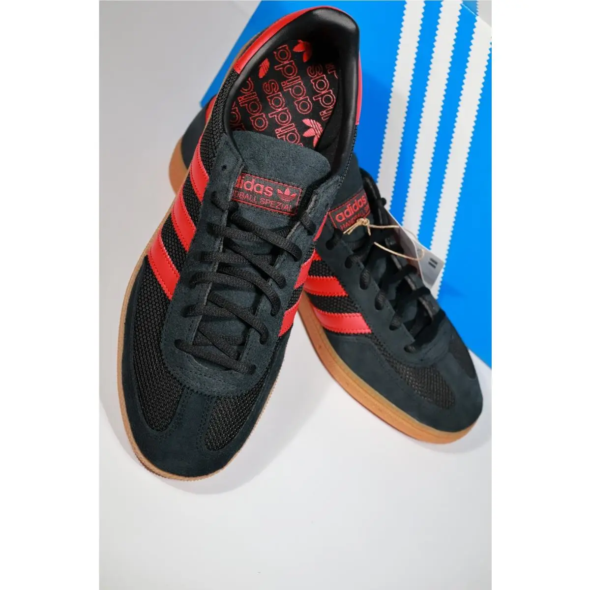 Adidas Handball Spezial Mens Black Red Sneakers Casual Shoes JH5446 Size 9.5