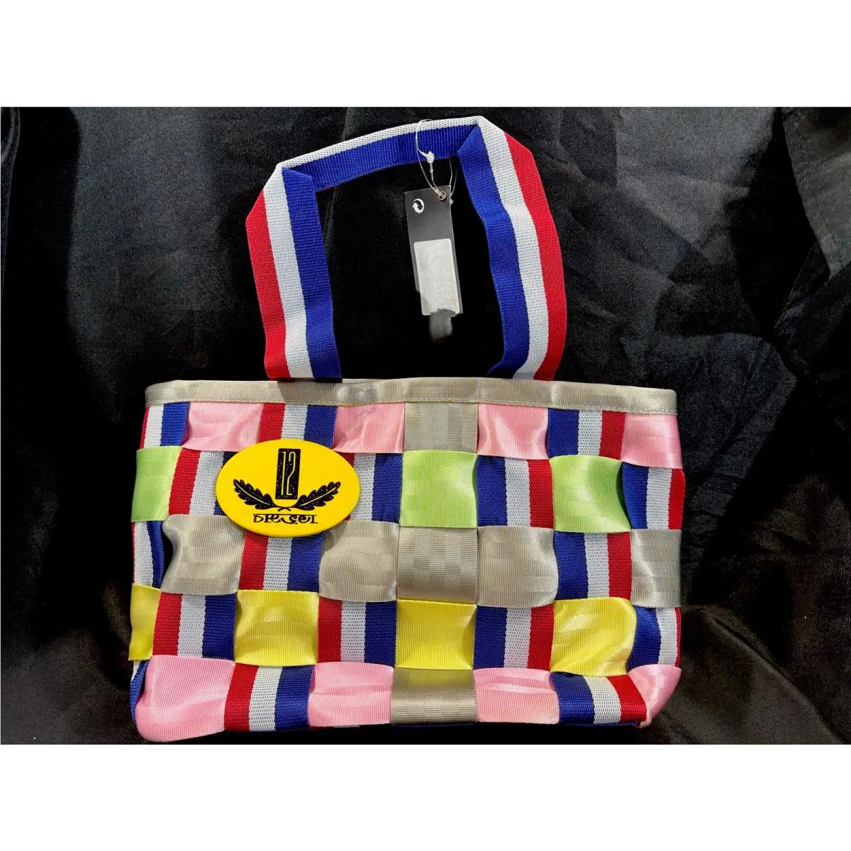 Vintage Diesel Spare Parts Y2K Seatbelt Tote Bag Multicolor Woven L Rare