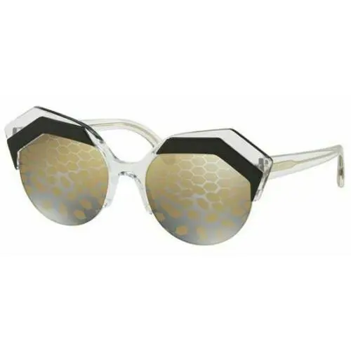 Bvlgari Serpenteyes BV8203 Black Crystal/grey Gold Mirror 569/T9 Sunglasses - Frame: Black Crystal, Lens: Grey Gold Mirror